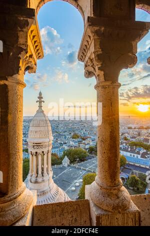 Francia, Parigi, Montmarte collina, vista generale dal Duomo del Sacro cuore Foto Stock