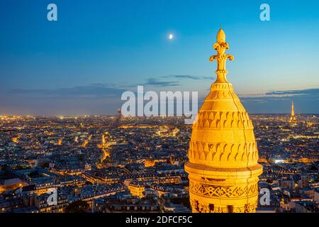 Francia, Parigi, Montmarte collina, vista generale dal Duomo del Sacro cuore Foto Stock