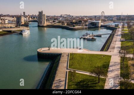 VISTA AEREA, LA ROCHELLE, PORTO VECCHIO, (17) CHARENTE-MARITIME, NOUVELLE AQUITAINE, FRANCIA Foto Stock