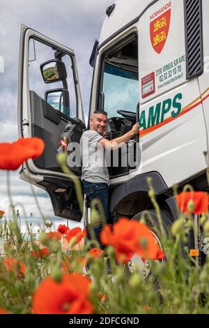 ANTOINE, TRASPORTATORE, AUTOMEZZI PESANTI, VERNEUIL-SUR-AVRE, EURE, NORMANDIA, FRANCIA, EUROPA Foto Stock