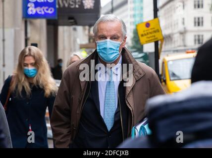 Londra, Regno Unito. 4 Dicembre 2020. Michel Barnier, capo negoziatore dell'UE, a Londra per colloqui con Sir David Frost, capo negoziatore per il Regno Unito. Stanno cercando di raggiungere un accordo prima della scadenza del 31 gennaio. Credit: Mark Thomas/Alamy Live News Foto Stock