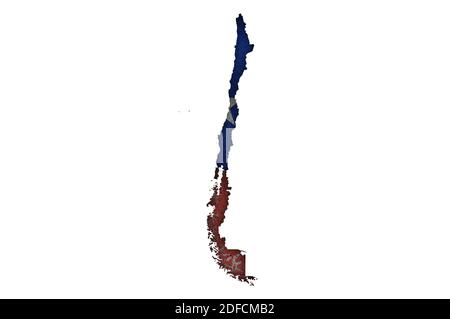 Mappa e bandiera del Cile su feltro Foto Stock