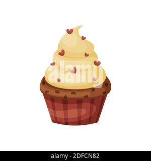 Cupcake cartoon per San Valentino. Illustrazione vettoriale Illustrazione Vettoriale