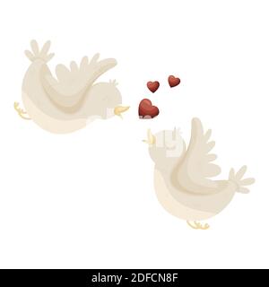 Coppia di uccelli da cartoni animati per San Valentino. Illustrazione vettoriale Illustrazione Vettoriale