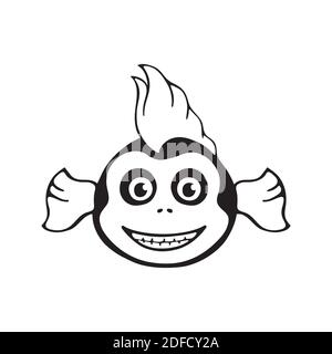 Carino scheletro di pesce. Modello Halloween per stampa, motivo. Illustrazione Vettoriale