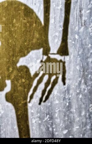 Ombra di uno scheletro umano Foto Stock