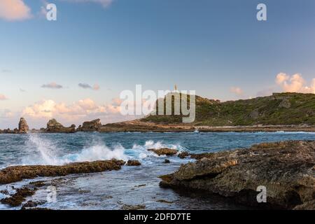 Spiaggia Anse des Chateaux con vista su Point des Colibris Sullo sfondo - Guadalupa Foto Stock