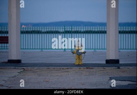 Water hydrant at the waterfront in Rye New York USA Stock Photo