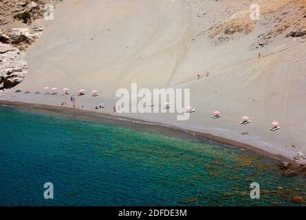 RETHYMNO, CRETA, GRECIA. Spiaggia di Agios Pavlos sulla costa sud dell'isola. Foto Stock