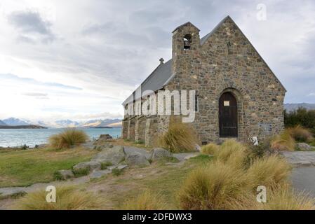 Chiesa del buon pastore al Lago Tekapo a New Zelanda Foto Stock