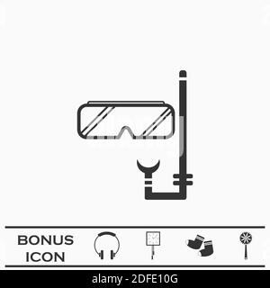 Icona subacquea piatta. Pittogramma nero su sfondo bianco. Simbolo dell'illustrazione vettoriale e pulsante bonus Illustrazione Vettoriale