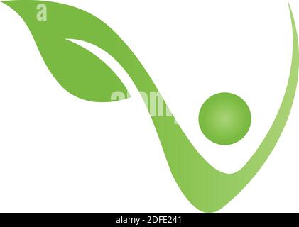 Persona, foglia, pianta, naturopata, benessere, logo Illustrazione Vettoriale