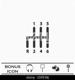 Icona della trasmissione piatta. Pittogramma nero su sfondo bianco. Simbolo dell'illustrazione vettoriale e pulsante bonus Illustrazione Vettoriale
