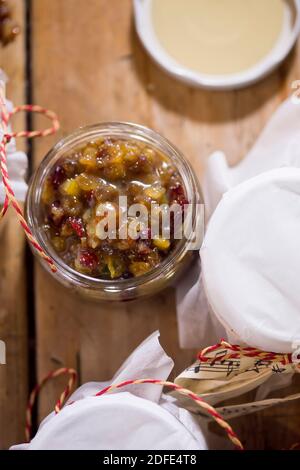 Giare di mince di frutta di Natale mincemeat britannico Foto Stock