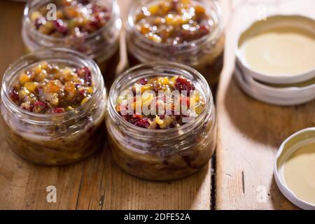 Giare di mince di frutta di Natale mincemeat britannico Foto Stock