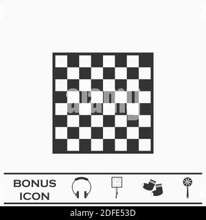 Icona Scacchi piatta. Pittogramma nero su sfondo bianco. Simbolo dell'illustrazione vettoriale e pulsante bonus Illustrazione Vettoriale