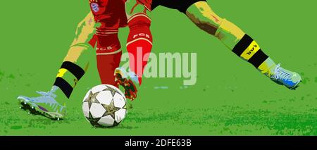 Immagine simbolica per la partita finale di Champions League tra Borussia Dortmund e FC Bayern Monaco (entrambe le Germania) il 25 maggio 2013 nello stadio di Wembley, Londra, Inghilterra ---Foto è manipolata digitalmente , Champions League Ball aggiunto Foto Stock