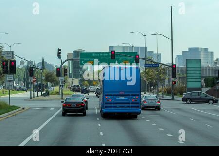 Los Angeles City Roads Santa Monica blvd negli Stati Uniti Foto Stock