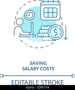 Risparmio costi salariali icona concettuale turchese Illustrazione Vettoriale