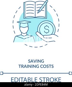 Risparmio costo di formazione icona concettuale turchese Illustrazione Vettoriale