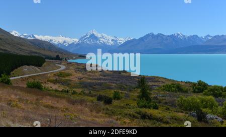 Lago Pukaki nel Parco Nazionale di Aoraki Foto Stock