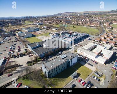 Vista aerea del drone del centro commerciale DrumChapel Foto Stock