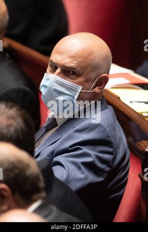 Il Segretario di Stato responsabile delle pensioni Laurent Pietraszewski partecipa ad una sessione di interrogazioni rivolte al governo in occasione dell'Assemblea nazionale francese, il 28 luglio 2020 a Parigi, Francia. Foto di David Niviere/ABACAPRESS.COM Foto Stock