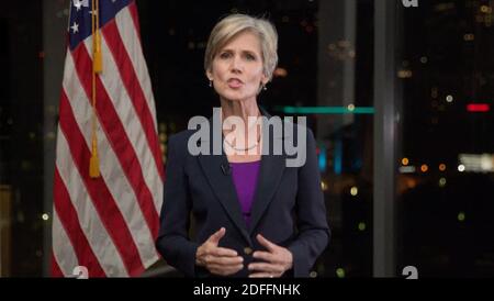 In questa immagine del video feed della Convenzione Nazionale Democratica, l'ex avvocato generale degli Stati Uniti Sally Yates fa osservazioni sulla seconda notte della convenzione martedì 18 agosto 2020. Foto di Democratic National Convention via CNP/ABACAPRESS.COM Foto Stock