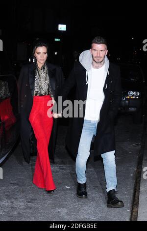 File photo datato 22 gennaio 2019 di Victoria Beckham e David Beckham diretti alla manifestazione di lancio di Victoria Reebok x Victoria Beckham, New York City, NY, USA. I rapporti stanno circolando che Victoria e David Beckham hanno contratto Covid-19 all'inizio di quest'anno dopo la festa a Los Angeles. Secondo il quotidiano Sun, la coppia e alcuni parenti, amici e dipendenti sono scesi con il virus e hanno deciso di tenerlo segreto. La famiglia si sarebbe ammalata a marzo quando la coppia volò negli Stati Uniti per il signor Beckham per partecipare alle mansioni della sua squadra di calcio Inter Miami. Foto di ABACAPRESS.COM Foto Stock