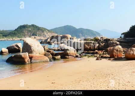 Paesaggi costieri a Shek Pai WAN nell'isola di Lamma a Hong Kong. Foto Stock