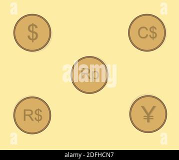 Icona a moneta Illustrazione Vettoriale