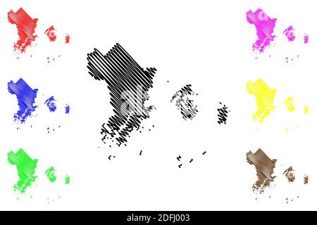 Knox County, Maine (Stati Uniti, Stati Uniti d'America, Stati Uniti, Stati Uniti, Stati Uniti) mappa vettoriale, schizzo scrimolo mappa Knox Parish Illustrazione Vettoriale