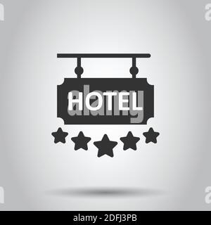 Hotel 5 stelle segno icona in stile appartamento. Inn illustrazione vettoriale bianco su sfondo isolato. Camera di ostello informazioni sul concetto di business. Illustrazione Vettoriale