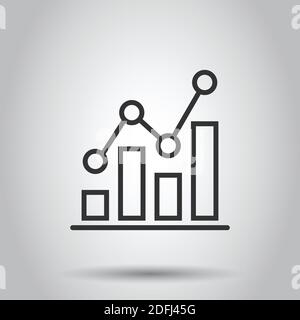 Grafico icona grafico in stile appartamento. Freccia crescere illustrazione vettoriale bianco su sfondo isolato. Analisi del concetto di business. Illustrazione Vettoriale