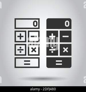 Icona calcolatrice in stile appartamento. Calcolare illustrazione vettoriale bianco su sfondo isolato. Calcolo il concetto di business. Illustrazione Vettoriale