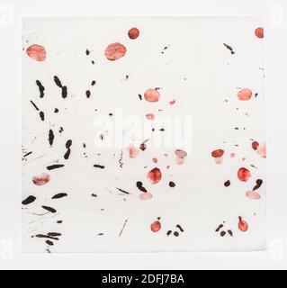 Arte astratta background. Macchie rosse e nere su carta bianca morbida. Ottimo design per qualsiasi scopo. Foto Stock