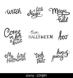 Happy Halloween disegnata a mano lettering vettore Illustrazione Vettoriale