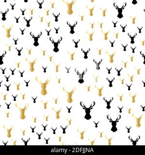 Allegro motivo astratto natalizio con albero di natale, cervo e croce. Illustrazione vettoriale. Illustrazione Vettoriale