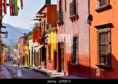 Il centro storico della città coloniale di San Miguel de Allende, Guanajuato, Messico Foto Stock