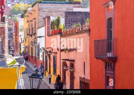 Il centro storico della città coloniale di San Miguel de Allende, Guanajuato, Messico Foto Stock