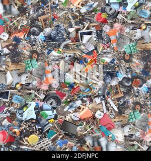 Inquinamento e oggetti spazzatura sfondo - Collage Foto Stock