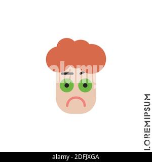 Thinking faccia emoji colore ragazzo, uomo icona. Stile segno per il concetto mobile e web design. Icona vettore semplice del viso di riflessione emoji. Simbolo, logo illustrato Illustrazione Vettoriale