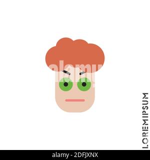 Pensiero confuso Emoticon boy, uomo icona Vector Illustrazione. Colore stile. Qualunque faccia Emoticon Illustrazione vettoriale. Vettore icona arrabbiato Illustrazione Vettoriale