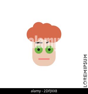 Pensiero confuso Emoticon boy, uomo icona Vector Illustrazione. Colore stile. Illustrazione Vettoriale