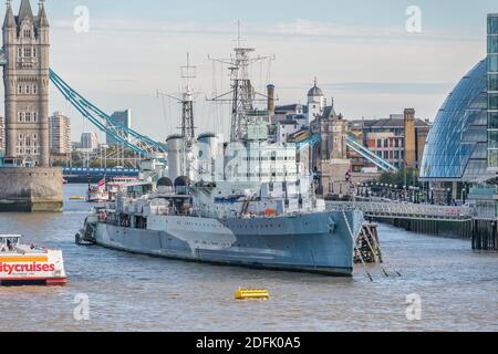 LONDRA, REGNO UNITO - 28 SETTEMBRE 2020: HMS Belfast a Londra Foto Stock