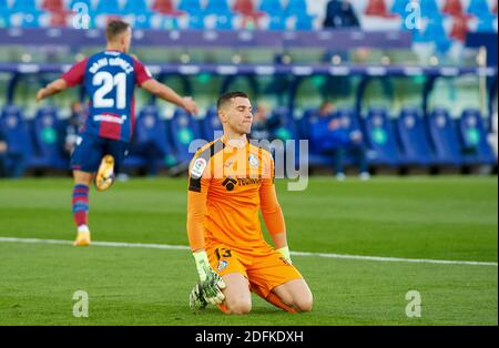 David Soria di Getafe reagisce durante il campionato spagnolo la Liga calcio mach tra Levante e Getafe il 5 dicembre 2020 a Estadio Ciutat de Valencia a Valencia, Spagna - Foto Maria Jose Segovia / Spagna DPPI / DPPI / LM Foto Stock