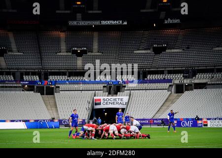 Crum nello stadio vuoto. Il Rugby Test Match Francia vs Galles si gioca a porte chiuse a causa della ripresa della pandemia del Covid-19 a Stade de France, Saint Denis, Francia il 24 ottobre 2020. Foto di Julien Poupart/ABACAPRESS.COM Foto Stock