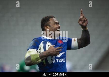 Il centro francese Virimi Vakatawa durante la partita dei tornei di rugby Six Nations Union tra Francia e Irlanda allo stade de France, a Saint Denis, alla periferia di Parigi, il 31 ottobre 2020. Foto di ELIOT BLONDT/ABACAPRESS.COM Foto Stock