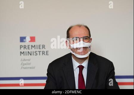 Il primo ministro francese Jean Castex durante una commissione interministeriale sulla disabilità, tenutasi il 16 novembre 2020 presso l'Hôtel de Matignon a Parigi (Francia). Foto di Eric Tschaen/piscina/ABACAPRESS.COM Foto Stock
