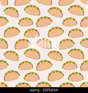 illustrazione vettoriale del modello senza giunture taco food Illustrazione Vettoriale